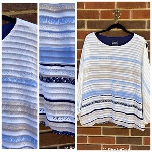 Coco Bianco blouse with tank shell sleeve slit detail XL EUC